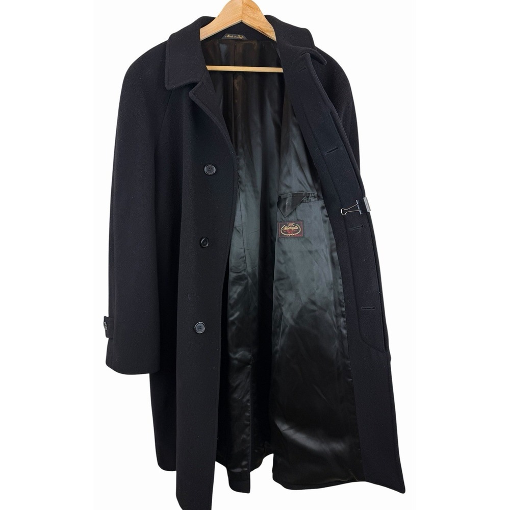 Battaglia Lanificio Wool & Cashmere Men's Long Coat Black Made in Italy Size 44S - Picture 2 of 12